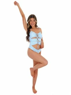 Sunday Brunch Take Me Away Blue Daisy One Piece Swimsuit Sale