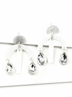 Jewelry Geometric Silver Teardrop Dangle Earrings