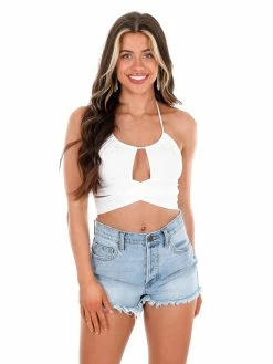 Love Tree Bright Moments Halter Crop Top Tops