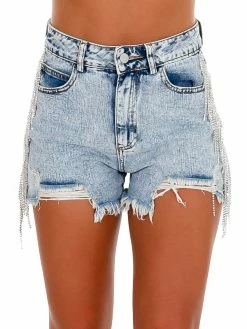 Blue B Sale Last Forever Rhinestone Side Denim Shorts