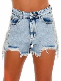 Blue B Sale Last Forever Rhinestone Side Denim Shorts
