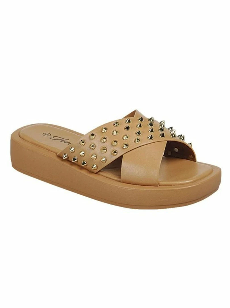 Outlet 🤩 Forever Link Criss-Cross Stud 🩴 Sandal 🛒 1 Forever Link Criss-Cross Stud Sandal