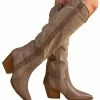 East Lion Corp Gitty Up Taupe Crinkle Tall Cowboy Boots