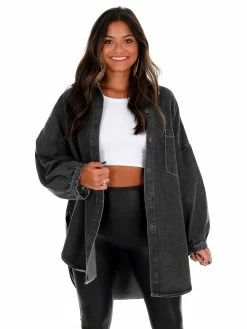 Blue B Take My Hand Rhinestone Fringe Denim Shirt