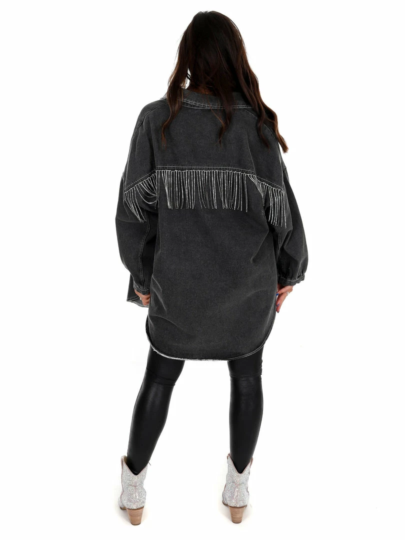 Cheap ๐ Blue B Take My Hand Rhinestone Fringe Denim ๐ Shirt ๐ฏ 2 Blue B Take My Hand Rhinestone Fringe Denim Shirt