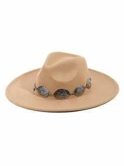 Fame Accessories Oval Disc Chain Fedora Hat Hats