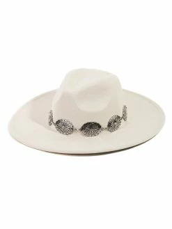 Fame Accessories Oval Disc Chain Fedora Hat Hats