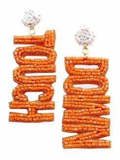 Wona Trading Beaded Orange Touchdown Earrings