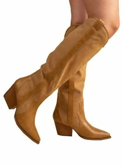 East Lion Corp Gitty Up Tan Crinkle Tall Cowboy Boots