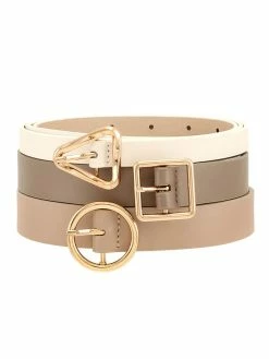 I.cco Belts Circle Square Taupe Triangle Buckle Trio Belt