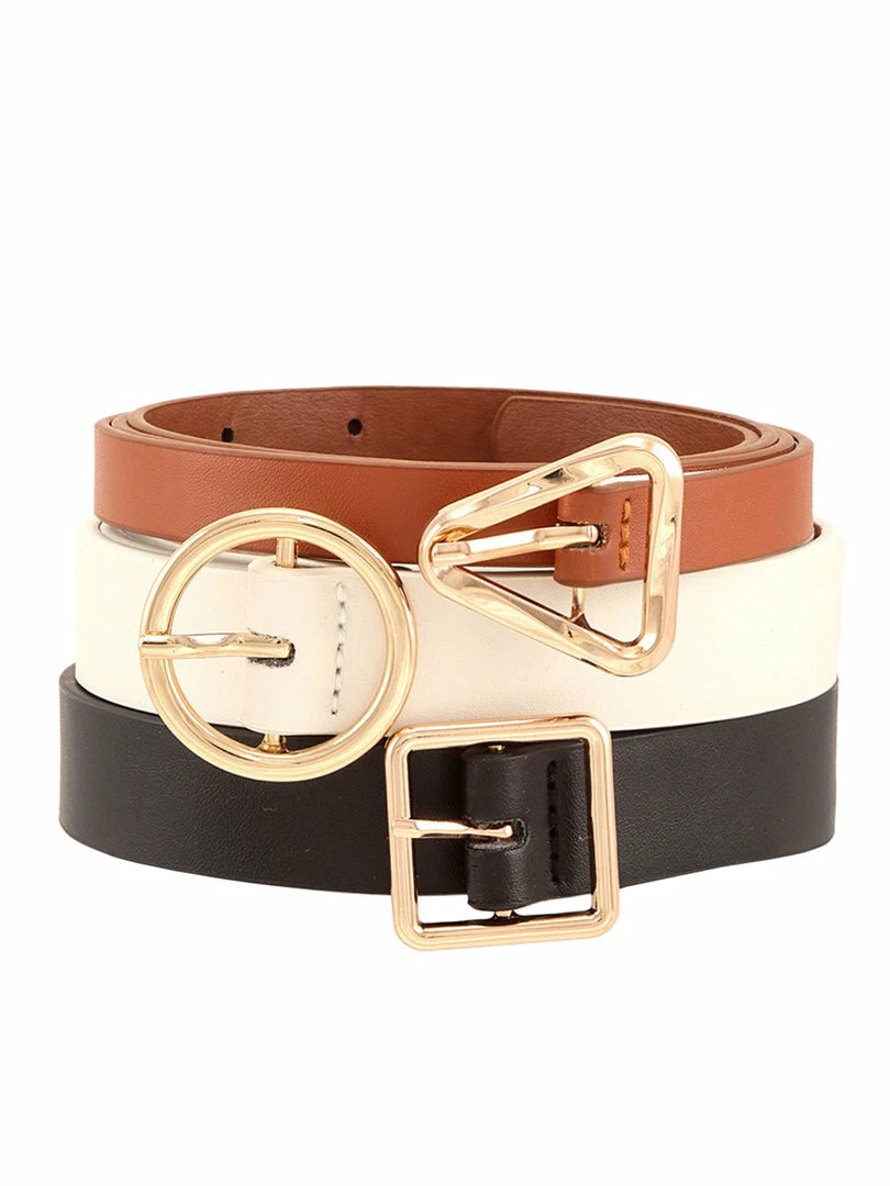 Deals 𧨠I.cco Circle Square Black Triangle Buckle Trio Belt Belts βοΈ 1 I.cco Circle Square Black Triangle Buckle Trio Belt Belts