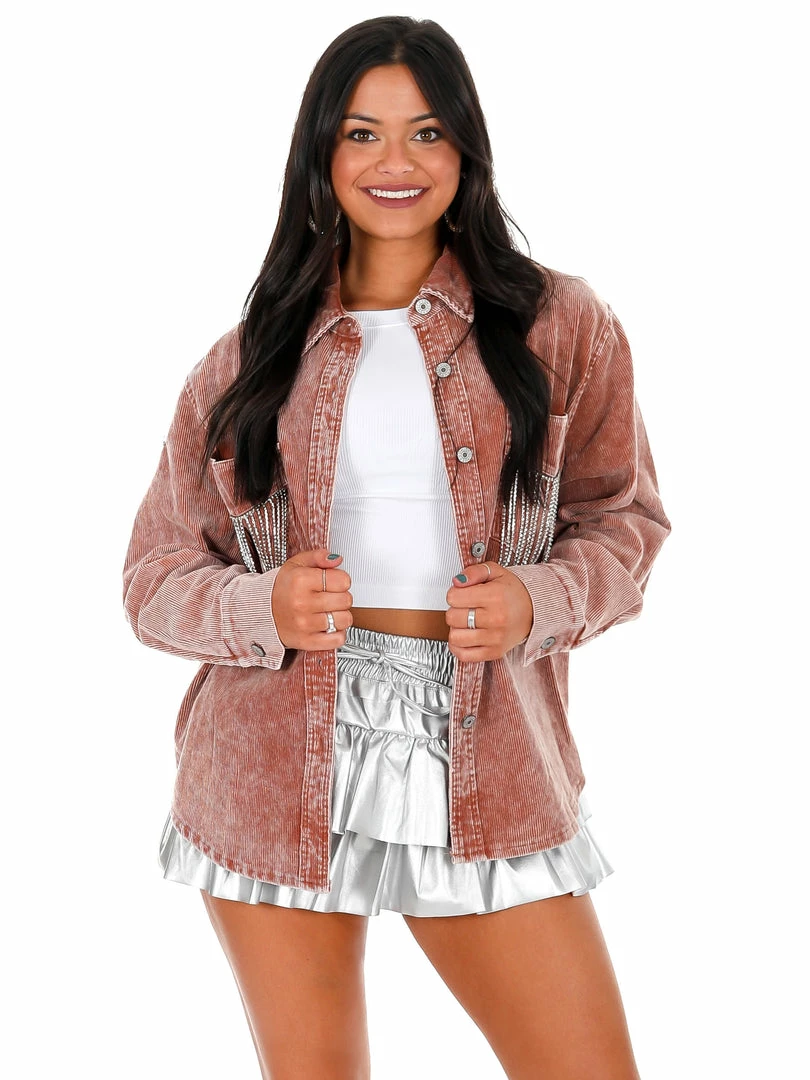 Hot Sale ๐ฏ Blue B Tops Think About It Rhinestone Fringe Corduroy Jacket ๐ 5 Blue B Tops Think About It Rhinestone Fringe Corduroy Jacket