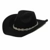 Fame Accessories Rhinestone Chain Black Cowboy Hat Hats