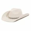 Fame Accessories Hats Rhinestone Chain Beige Cowboy Hat
