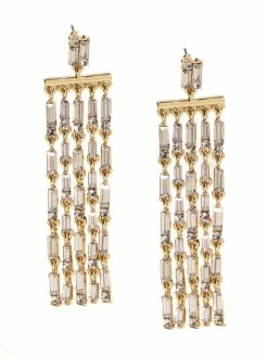 Rough Sketch Rhinestone Chain Fringe Dangle Earrings