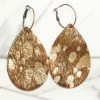 Jewelry Brown Cowhide With Gold Brush Stroke Earrings