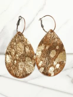 Jewelry Brown Cowhide With Gold Brush Stroke Earrings