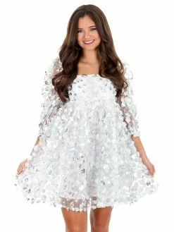 Storia Love Lockdown Silver Daisies Mini Dress Dresses