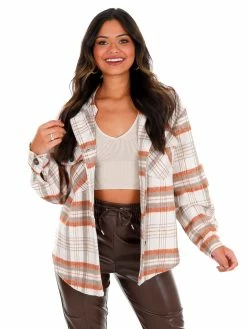 Love Tree Pretty In Plaid Shacket Tops