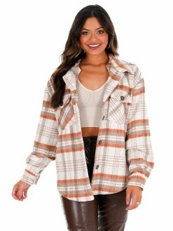 Love Tree Pretty In Plaid Shacket Tops