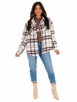 Love Tree Pretty In Plaid Shacket Tops