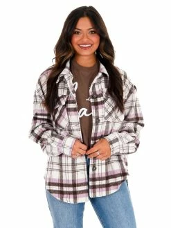 Love Tree Pretty In Plaid Shacket Tops
