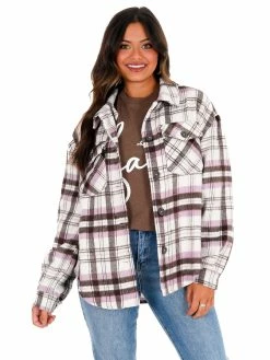 Love Tree Pretty In Plaid Shacket Tops