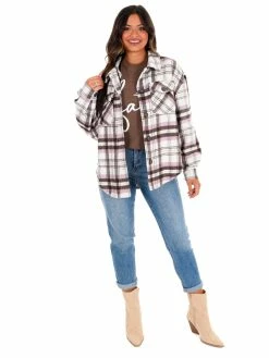 Love Tree Pretty In Plaid Shacket Tops
