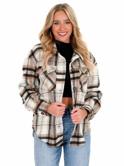 Love Tree Pretty In Plaid Shacket Tops