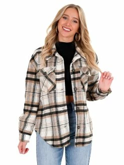 Love Tree Pretty In Plaid Shacket Tops