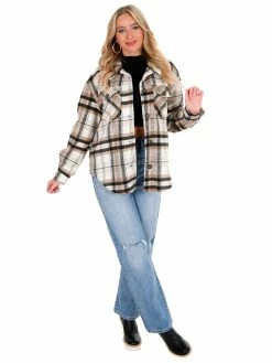 Love Tree Pretty In Plaid Shacket Tops