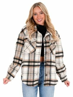 Love Tree Pretty In Plaid Shacket Tops