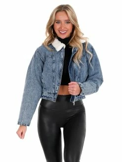 Love Tree Outerwear What Love Can Do Sherpa Denim Jacket