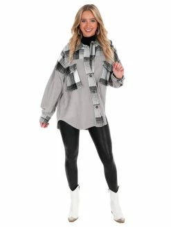 Illa Illa Daydreaming Fleece Contrast Shacket