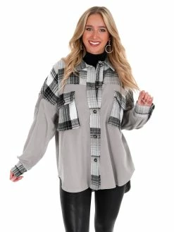 Illa Illa Daydreaming Fleece Contrast Shacket