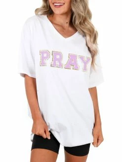Wholesale 🔥 Josie's Boutique Pray Chenille Letter T-Shirt ⌛ 10 Josie's Boutique Pray Chenille Letter T-Shirt