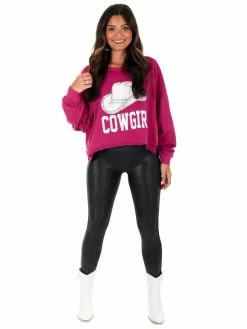Peach Love California Rhinestone Cowgirl Sweatshirt Tops