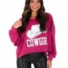 Peach Love California Rhinestone Cowgirl Sweatshirt Tops
