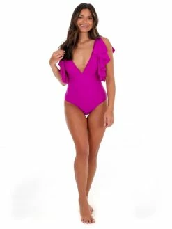 Davi & Dani Beach Chic Ruffle Sleeve One Piece Swimsuit
