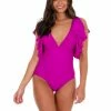 Davi & Dani Beach Chic Ruffle Sleeve One Piece Swimsuit