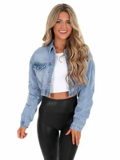 Cheapest 😍 Love Tree Apparel Chenille TENN Elastic Cropped Denim Jacket 🔥 13 Love Tree Apparel Chenille TENN Elastic Cropped Denim Jacket