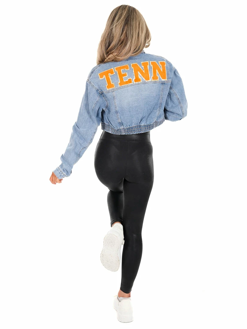 Cheapest 😍 Love Tree Apparel Chenille TENN Elastic Cropped Denim Jacket 🔥 9 Love Tree Apparel Chenille TENN Elastic Cropped Denim Jacket