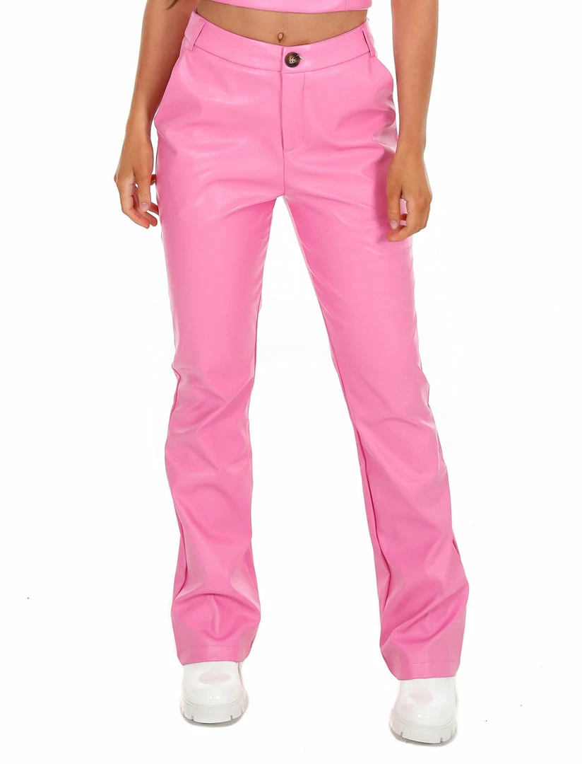 Hot Sale ⭐ Pretty Garbage Public Image Pink Leather Flare Pants Sale ✔️ 1 Pretty Garbage Public Image Pink Leather Flare Pants Sale