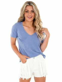 Z Supply Sky Blue Pocket Tee