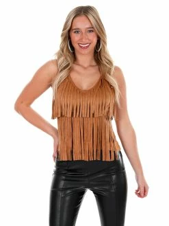 Blue B Gotta Find You Suede Fringe Cami Tank