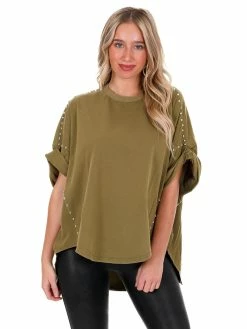 Blue B Right Now Studded Top Tops