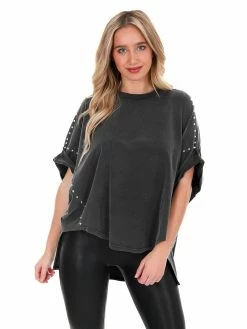 Blue B Right Now Studded Top Tops