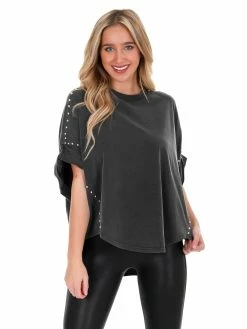 Blue B Right Now Studded Top Tops