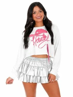 Blue B Tops Howdy Studded Fringe Graphic Sweatshirt