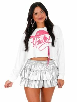 Blue B Tops Howdy Studded Fringe Graphic Sweatshirt